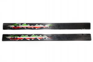 FIAT 500 Door Sills - Carbon Fiber - Italian Flag Exposed